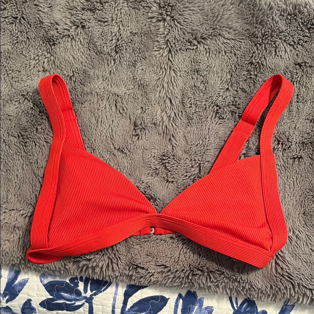 Vitamin A Red Ribbed Bikini Top